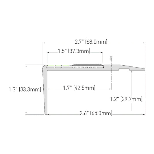 Ecoglo® F4171 Photoluminescent 2.7 Inch Flat Stair Nosing | Black Insert