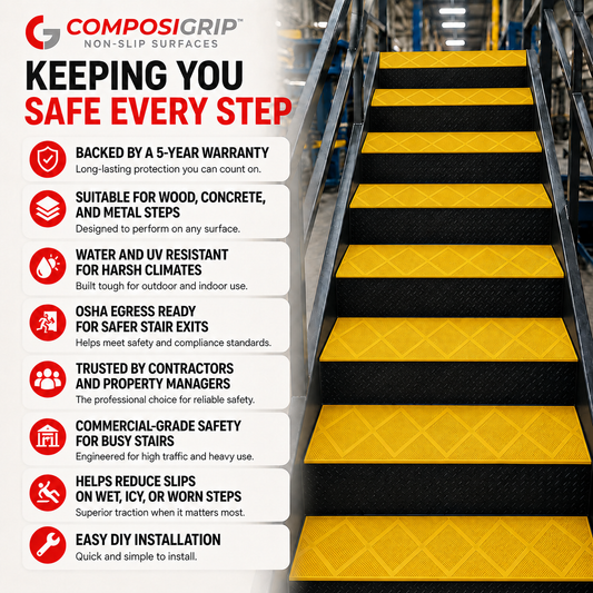 2 Pack Yellow 48" Non-Slip Stair ComposiGrip™ Tread Covers - FREE Shipping
