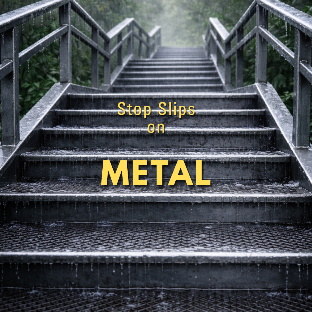 Non-Slip Stair Treads for Wet & Icy Metal Stairs | Stop Slips