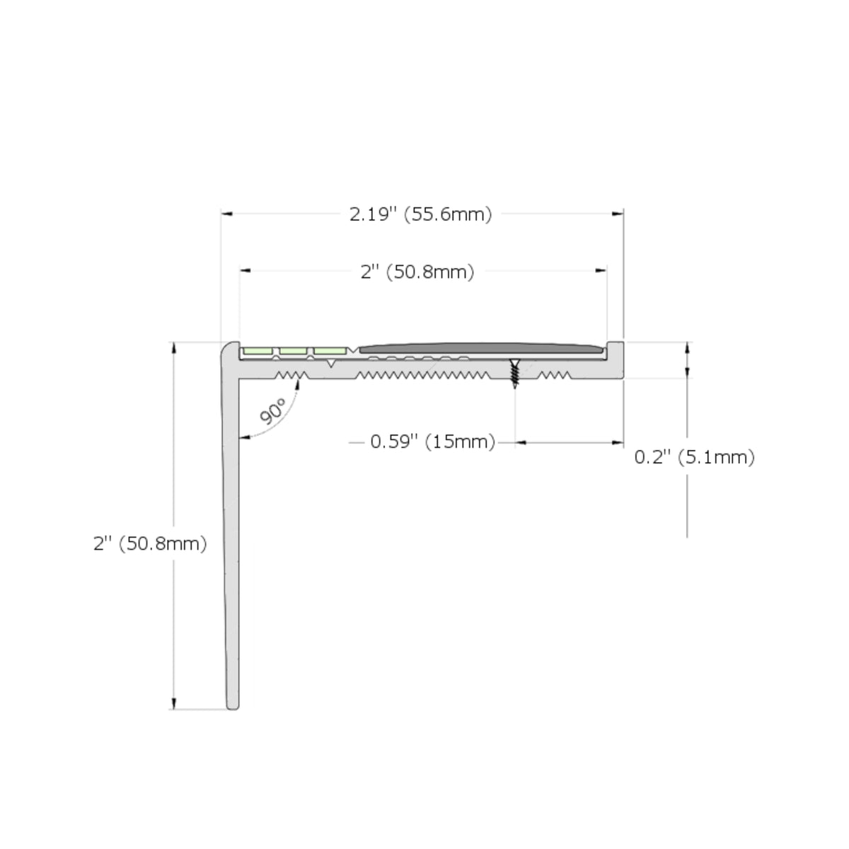 Ecoglo® RF7B171 Black Photoluminescent Resilient Flooring Stair Nosing | RF7B-E30