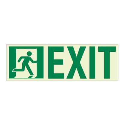 Door Mounted Pathmarking Sign. Running Man with Exit. 3M Double Sided Tape