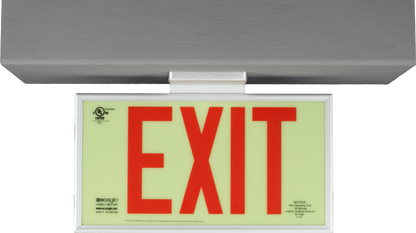 Ecoglo® EX Standard Luminescent Exit Signs - 75 Foot Rated Visibility with Red Letters