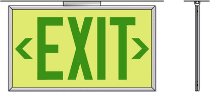 Ecoglo® EX Standard Luminescent Exit Signs - 50 Foot Rated Visibility with Green Letters