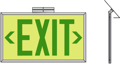 Ecoglo® EX Standard Luminescent Exit Signs - 50 Foot Rated Visibility with Green Letters
