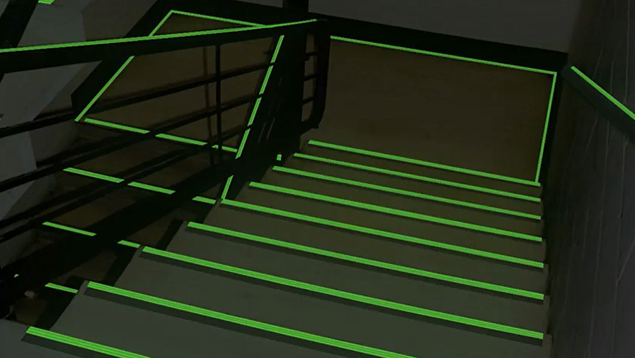 Load video: Ecoglo® Photoluminiscent Stair Nosing