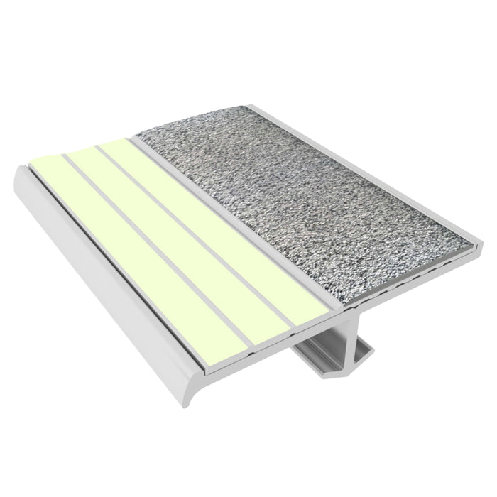 Ecoglo gray cast-in-place stair nosing for government and public buildings