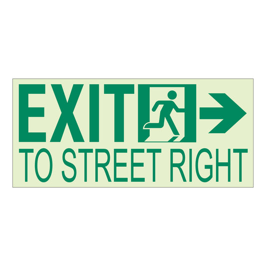THROUGH STREET EXIT Sign - Running Man with RIGHT Arrow 