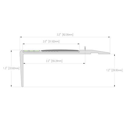 Ecoglo® F4B-E30, 3.2" Wide Photoluminescent Flat Stair Nosing for Egress Safety
