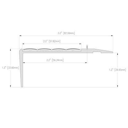 Ecoglo® F4B-N30, 3.2 in Aluminized Aluminum Flat Non-Slip Stair Nosing for Egress Safety