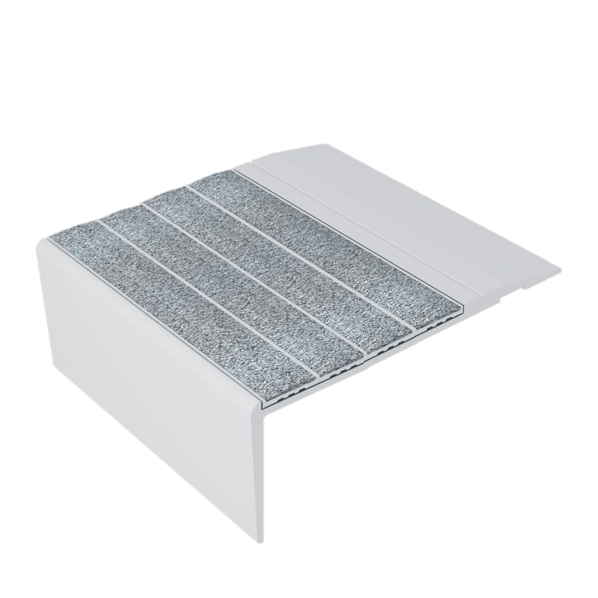 Ecoglo® F4B-N30, 3.2 in Aluminized Aluminum Flat Non-Slip Stair Nosing for Egress Safety