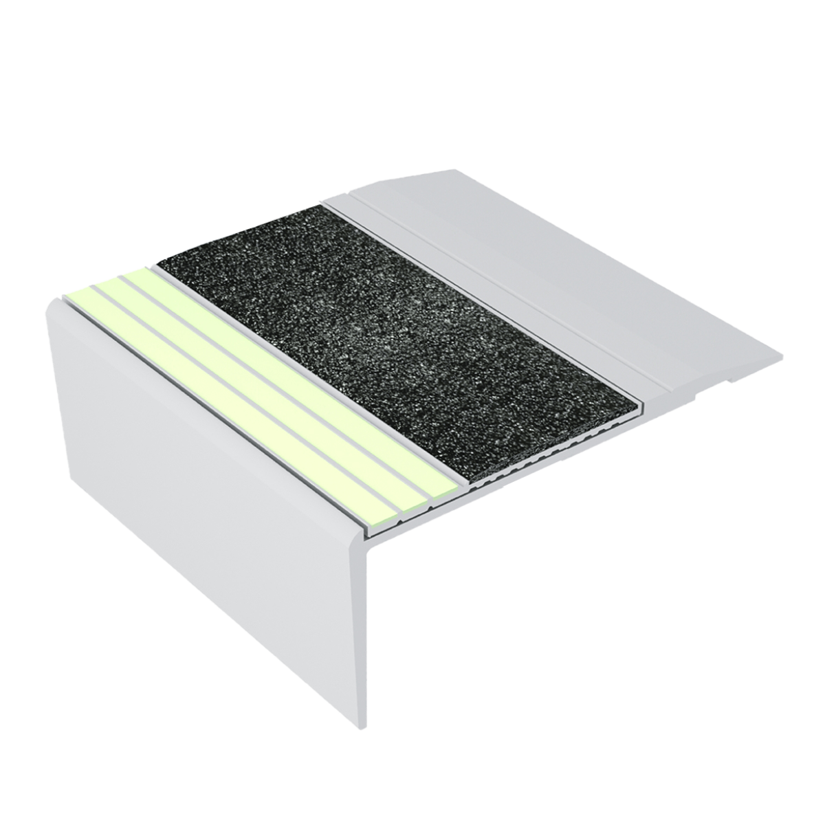 Ecoglo® F4B-E30, 3.2" Wide Photoluminescent Flat Stair Nosing for Egress Safety