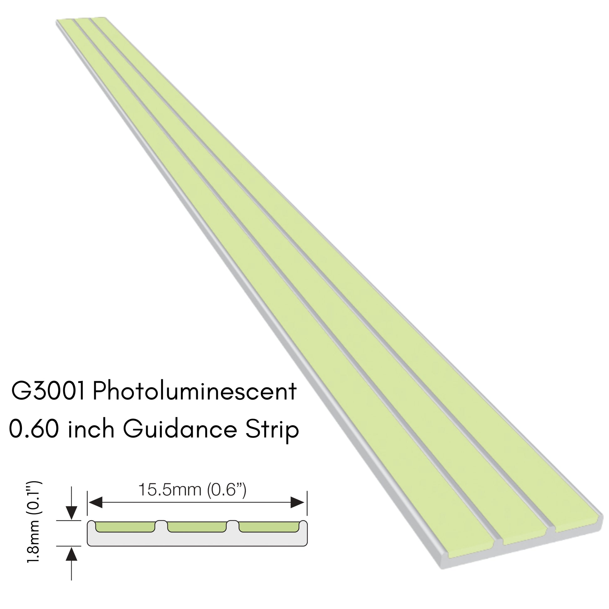 Ecoglo G3001 profile showing 0.6-inch width and 1.8 mm height