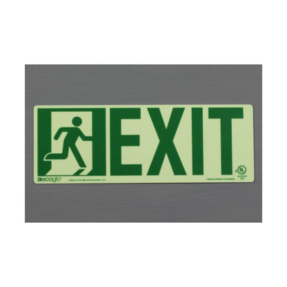 Door Mounted Pathmarking Sign. Running Man with Exit. 3M Double Sided Tape