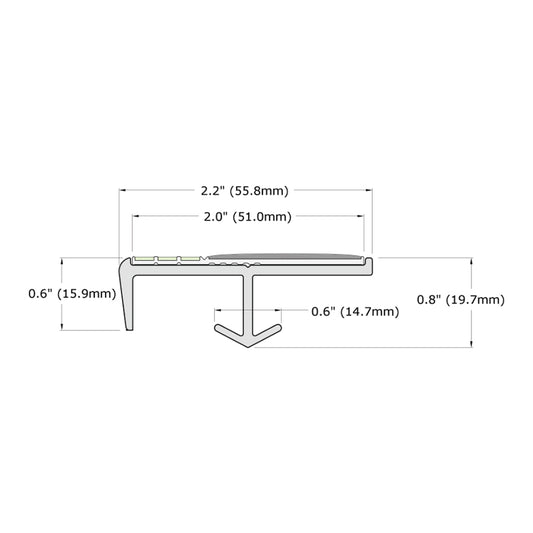 Ecoglo® S2150 Yellow Cast-in-Place Non-Slip Stair Nosing for Concrete Stairs, 2.2" Wide | S2-N30