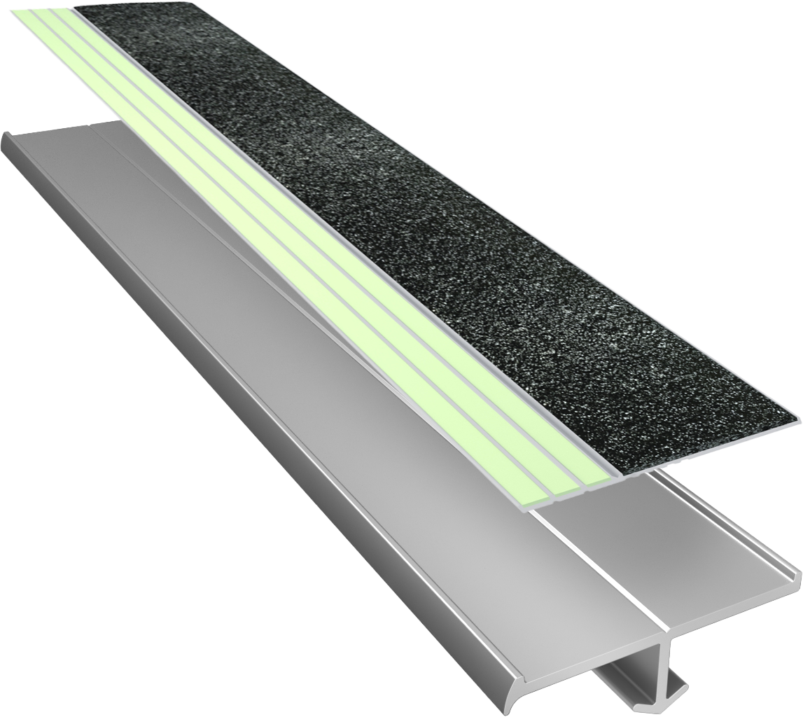 Ecoglo® S4061 Gray Luminescent Cast In Place Stair Nosing | S4-E30