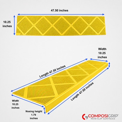 2 Pack Yellow 48" Non-Slip Stair ComposiGrip™ Tread Covers - FREE Shipping