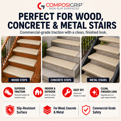 2 Pack Beige 48" Non-Slip Stair ComposiGrip™ Tread Covers - FREE Shipping