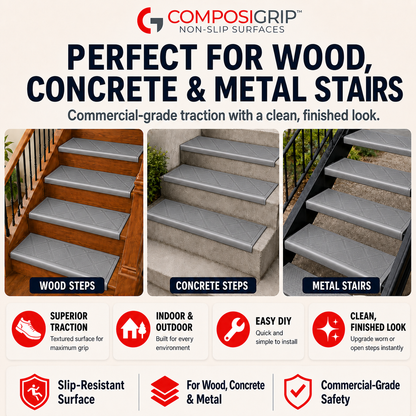 2 Pack Gray 48" Non-Slip Stair ComposiGrip™ Tread Covers - FREE Shipping