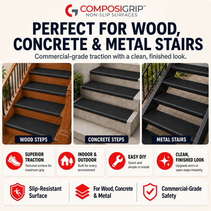 2 Pack Black 48" Non-Slip Stair ComposiGrip™ Tread Covers - FREE Shipping