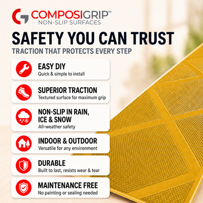 2 Pack Yellow 48" Non-Slip Stair ComposiGrip™ Tread Covers - FREE Shipping