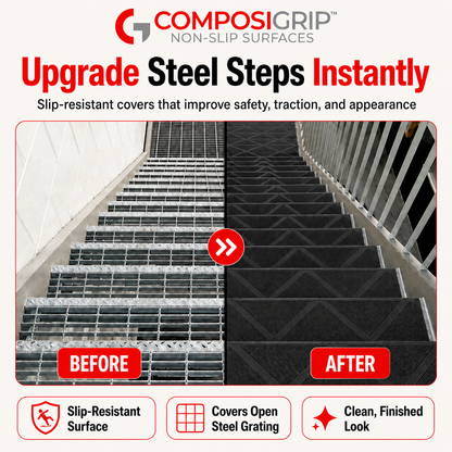 2 Pack Black 48" Non-Slip Stair ComposiGrip™ Tread Covers - FREE Shipping