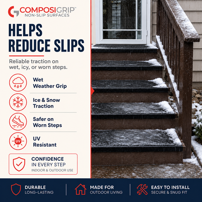 2 Pack Black 48" Non-Slip Stair ComposiGrip™ Tread Covers - FREE Shipping
